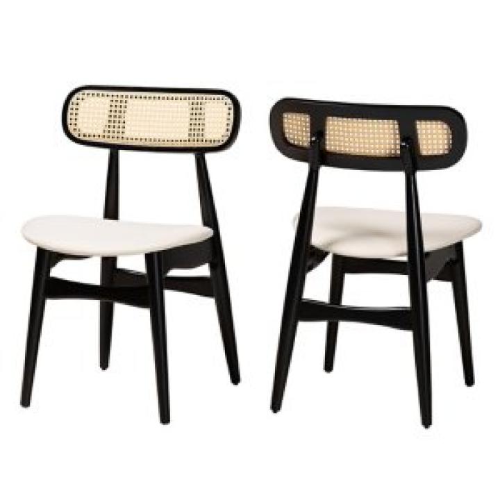 Black Mid-Century Modern Dining Chairs, Set of 2