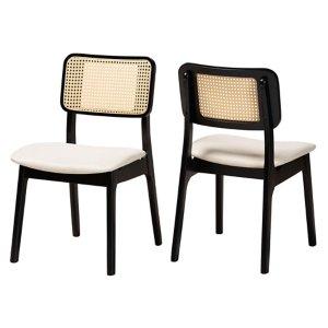 Black & Cream Modern Dining Chairs, Set of 2