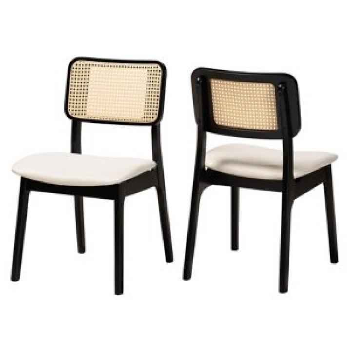 Black & Cream Modern Dining Chairs, Set of 2