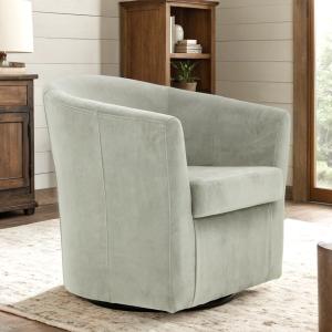 Light Gray Swivel Barrel Accent Chair