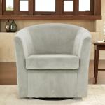 Light Gray Swivel Barrel Accent Chair