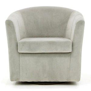Light Gray Swivel Barrel Accent Chair