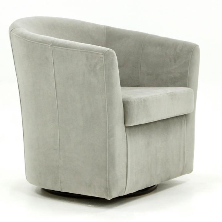 Light Gray Swivel Barrel Accent Chair