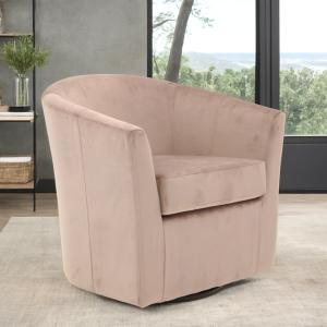Light Pink Swivel Barrel Accent Chair