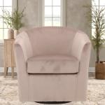Light Pink Swivel Barrel Accent Chair