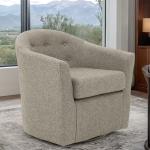 Dark Gray Tufted Swivel Barrel Accent Chair