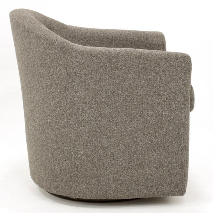 Dark Gray Tufted Swivel Barrel Accent Chair