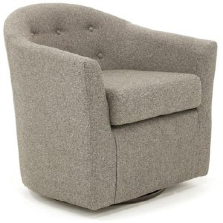 Dark Gray Tufted Swivel Barrel Accent Chair