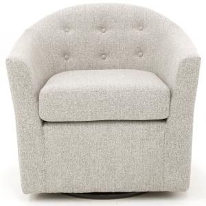 Light Gray Tufted Swivel Barrel Accent Chair