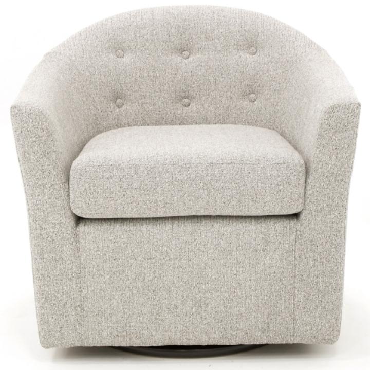 Light Gray Tufted Swivel Barrel Accent Chair
