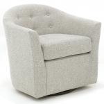 Light Gray Tufted Swivel Barrel Accent Chair