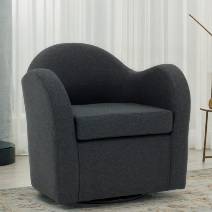 Max Gray Swivel Club Accent Chair