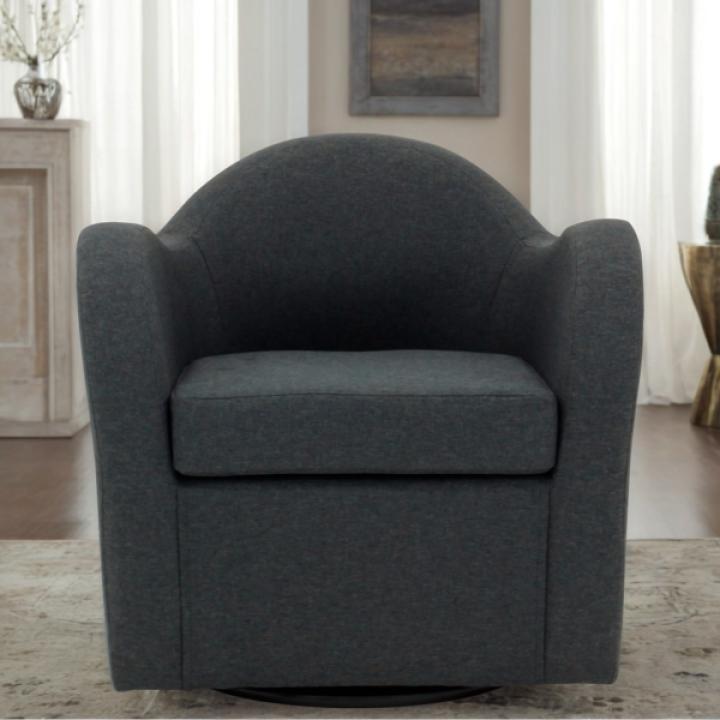 Max Gray Swivel Club Accent Chair