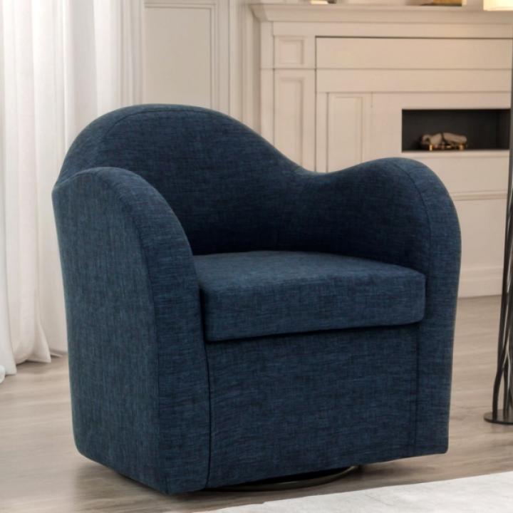 Max Navy Swivel Club Accent Chair