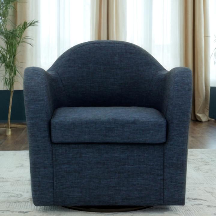 Max Navy Swivel Club Accent Chair