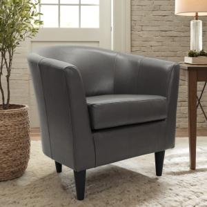 Charcoal Faux Leather Winslow Accent Chair