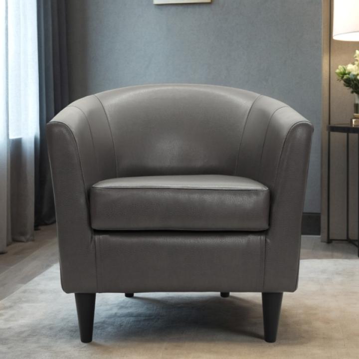 Charcoal Faux Leather Winslow Accent Chair