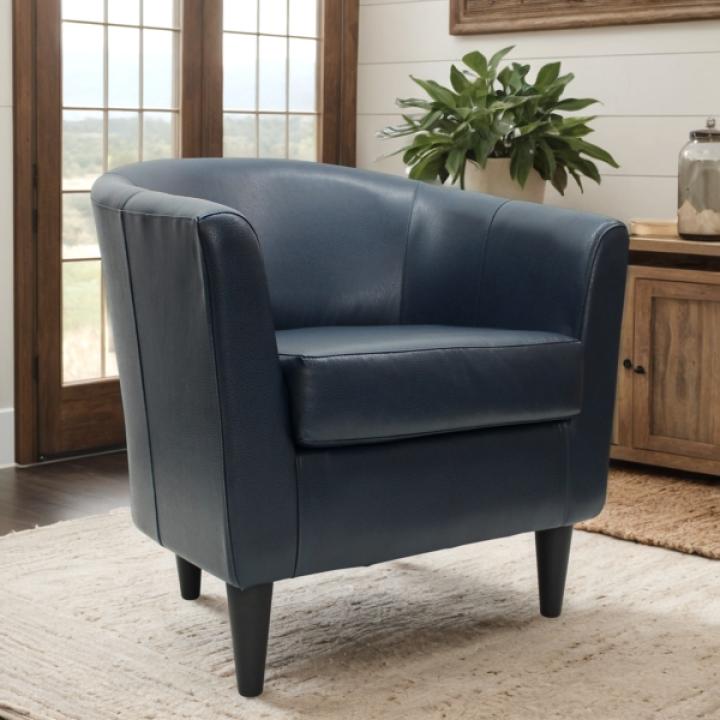 Navy Faux Leather Winslow Accent Chair