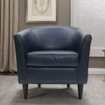Navy Faux Leather Winslow Accent Chair