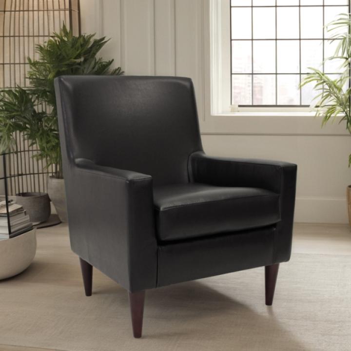 Emma Black Faux Leather Accent Chair