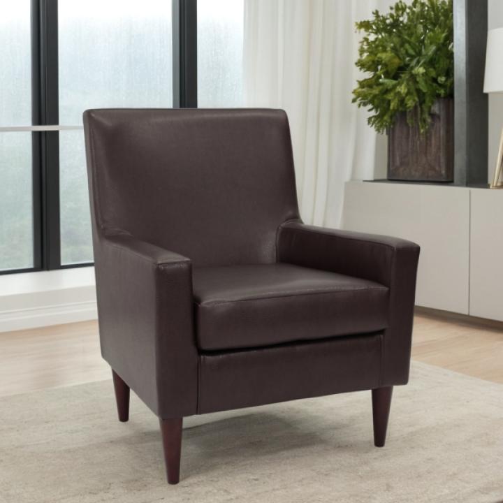 Emma Walnut Faux Leather Accent Chair