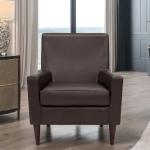 Emma Walnut Faux Leather Accent Chair