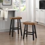 Brown & Black Wood Counter Stools, Set of 2