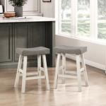 Gray & White Wood Counter Stools, Set of 2