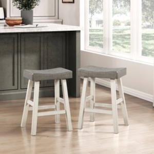 Gray & White Wood Counter Stools, Set of 2
