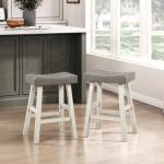 Gray & White Wood Counter Stools, Set of 2