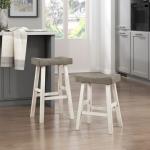 Gray & White Wood Counter Stools, Set of 2