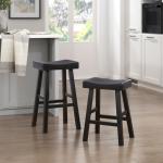 Black Wood Counter Stools, Set of 2