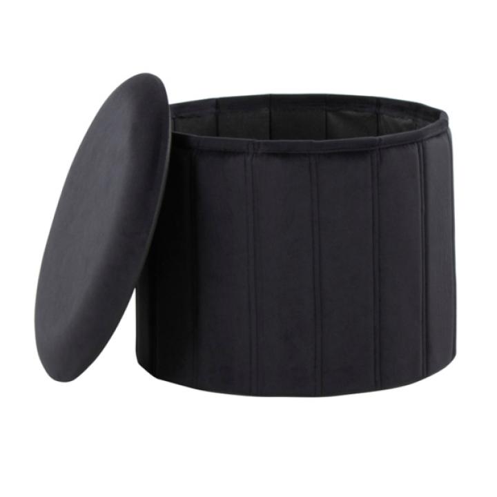 Black Collapsible Storage Ottoman