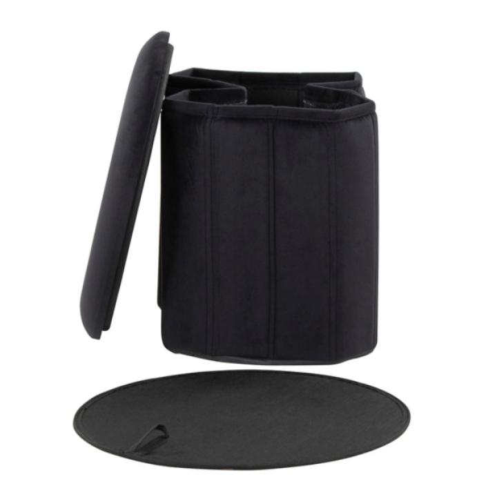 Black Collapsible Storage Ottoman