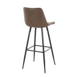 Espresso Faux Leather Metal Bar Stools, Set of 2