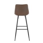 Espresso Faux Leather Metal Bar Stools, Set of 2