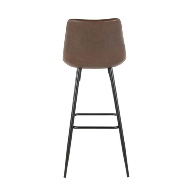 Espresso Faux Leather Metal Bar Stools, Set of 2