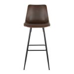Espresso Faux Leather Metal Bar Stools, Set of 2