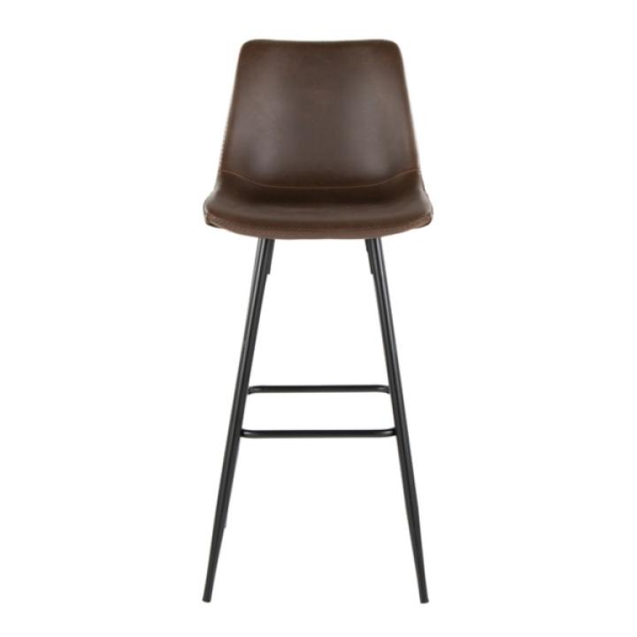 Espresso Faux Leather Metal Bar Stools, Set of 2