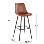 Espresso Faux Leather Metal Bar Stools, Set of 2