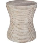 Whitewashed Natural Rattan Accent Table