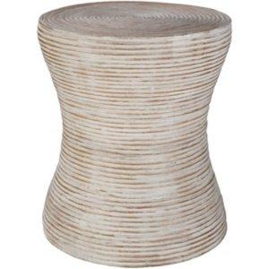 Whitewashed Natural Rattan Accent Table