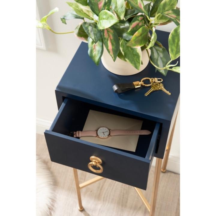 Navy Blue and Gold Glam Accent Table