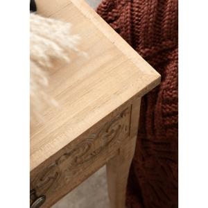 Rustic Brown Ornate Carved Wood Accent Table