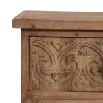 Rustic Brown Ornate Carved Wood Accent Table
