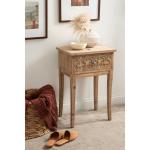 Rustic Brown Ornate Carved Wood Accent Table