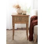 Rustic Brown Ornate Carved Wood Accent Table