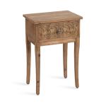 Rustic Brown Ornate Carved Wood Accent Table