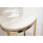 White Marble and Gold Oval C-Shape Accent Table