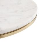 White Marble and Gold Oval C-Shape Accent Table